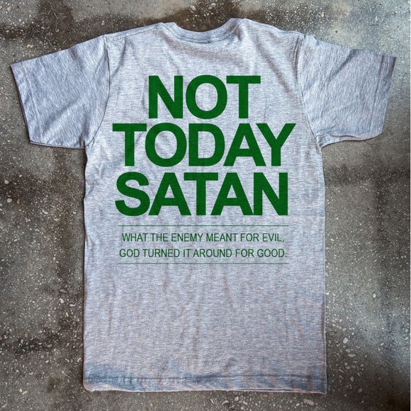 Not Today Satan Adult Unisex Men’s Women’s Crewneck Box T-Shirt NWT - Picture 2 of 4